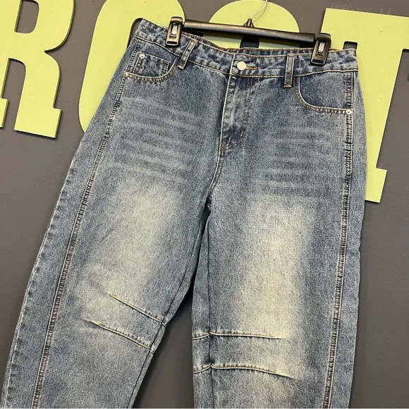 Women’s Baggy Barrel Jeans Medium Wash Size XL - Picture 2 of 4